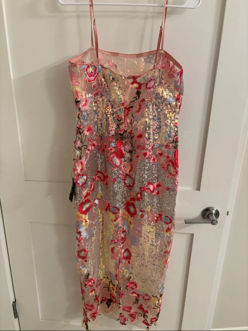 Lulu's Pink Sequin Floral Midi Slip Dress - Picture 5 of 6